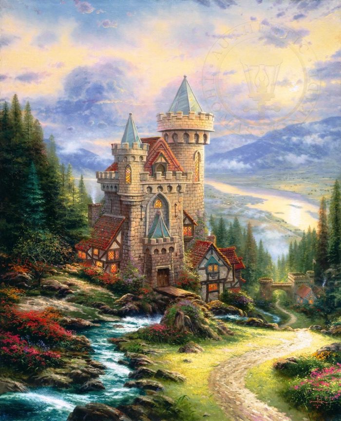 Thomas Kinkade Guardian Castle Canvas Painting Thomas Kinkade Guardian Castle Canvas Painting